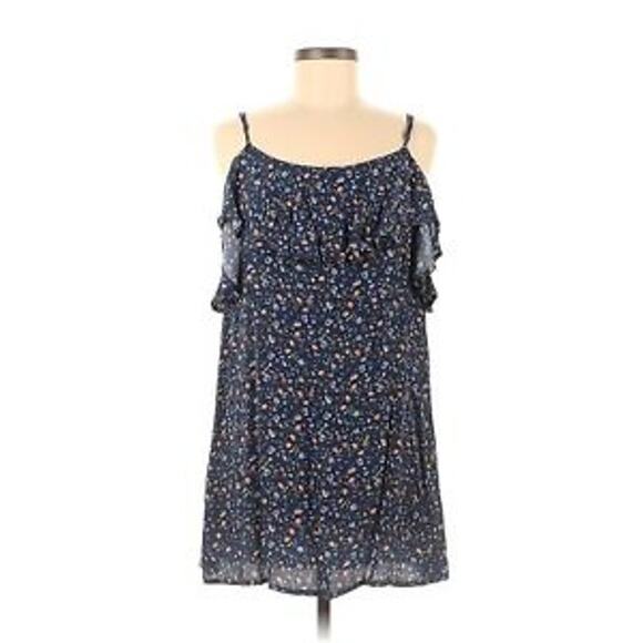 Forever 21 Boho Casual Dress Mini Sleeveless Frills Ruffles Floral Size Medium - Picture 1 of 9